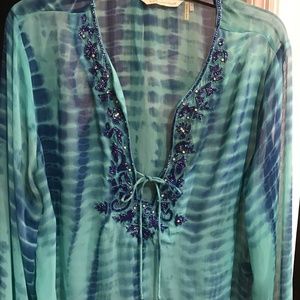 Soft Surroundings Unique Sheer Tie-Dye Top